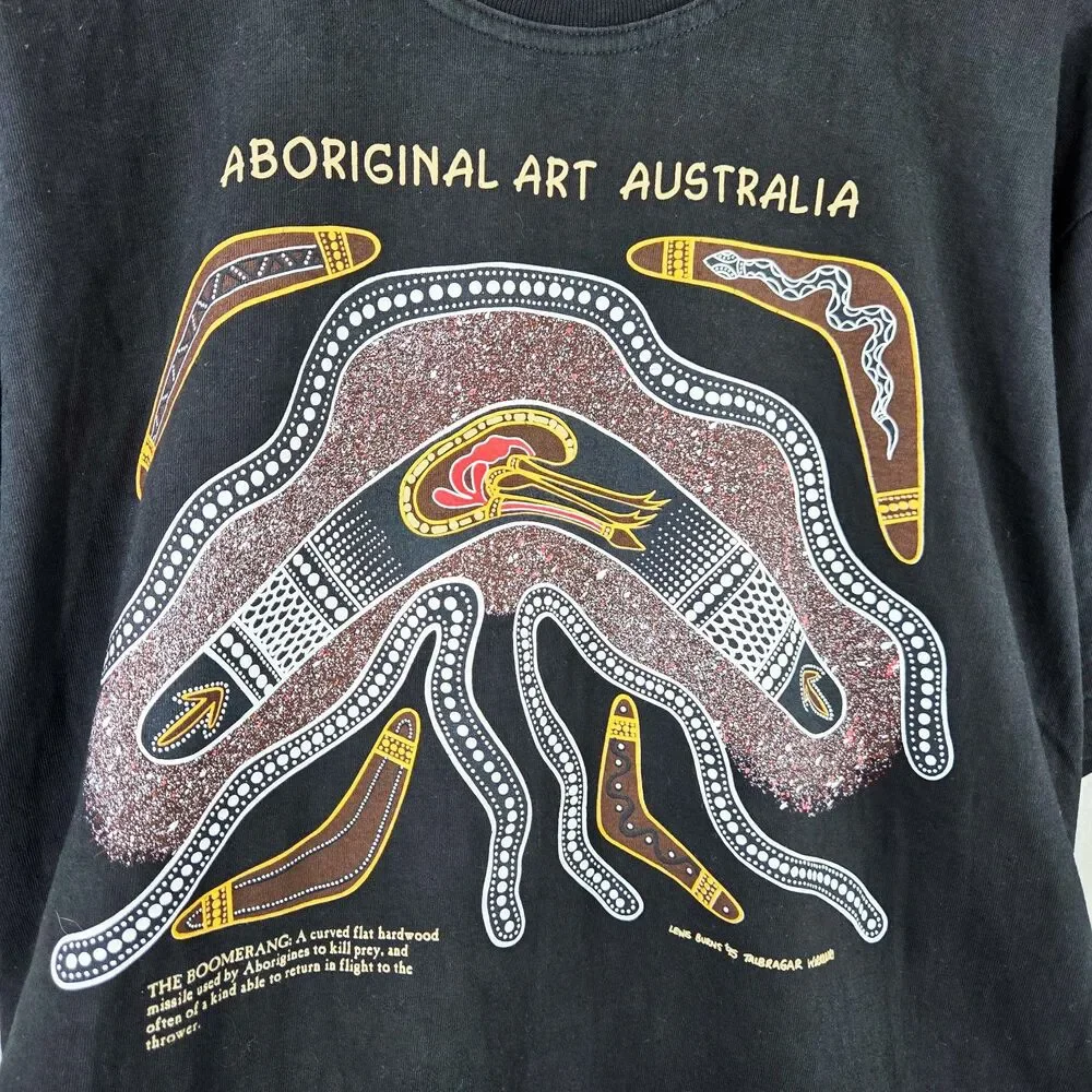 Vintage 1995 Aboriginal Art Australia Lewis Burns Single Stitch Gooses T-Shirts